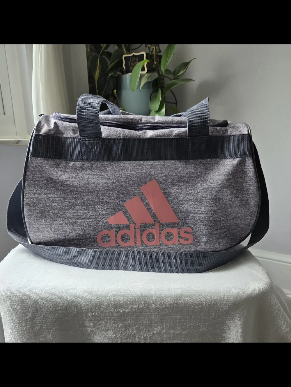 Adidas Diablo Small Duffel Bag - Heather Grey & Coral Pink Gym Locker Travel